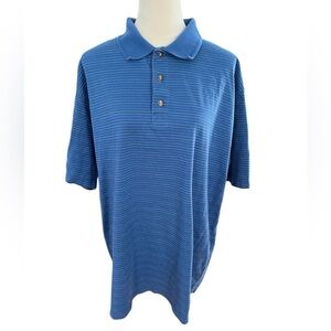 Greg Norman Men’s XL Blue White Polo Golf Shirt Fine Cotton